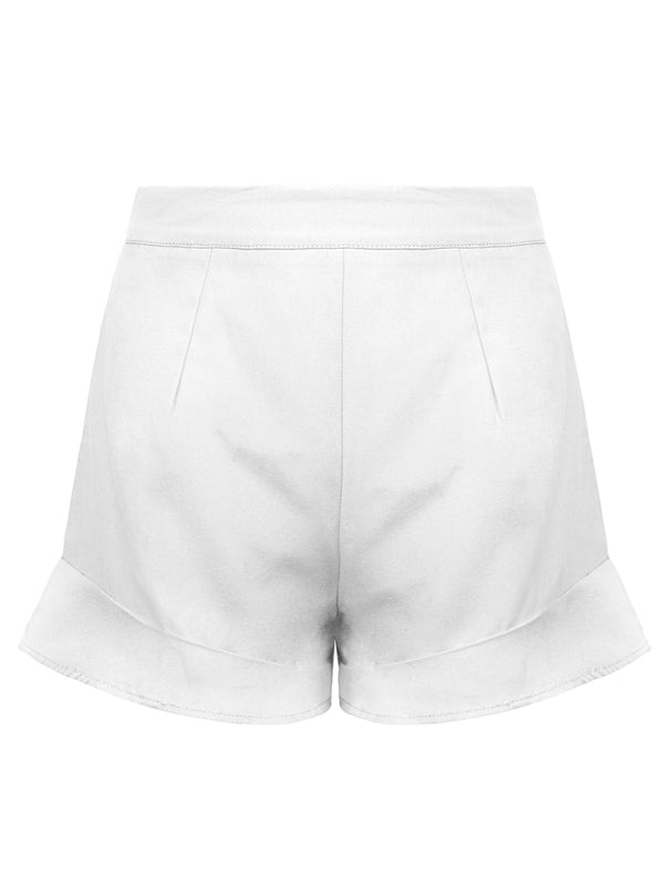 Genevieve Women's Lotus Leaf Edge Loose Casual Shorts