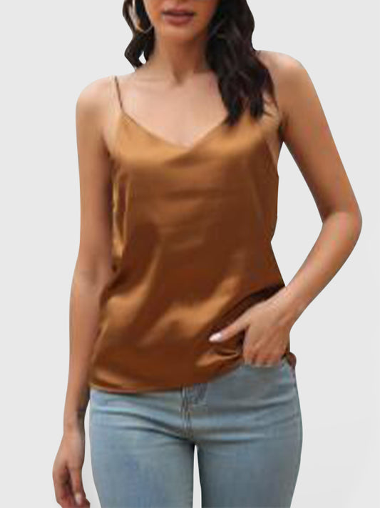 Azalea Women's Satin Imitation Silk V-Neck Small Suspender Vest