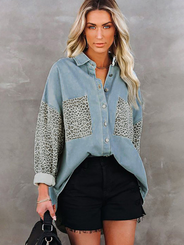 Alina Women's Leopard Print Long Sleeve Blouse