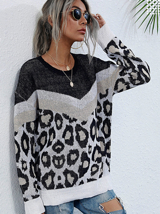Danna Women's Loose European And American Mid-Length Round Neck Knitted Sweater
