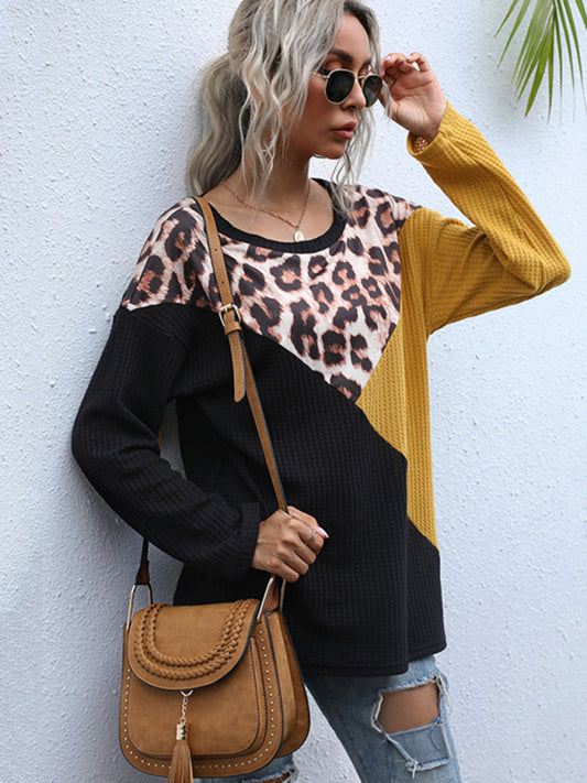 Leslie Paneled Crewneck Loose Long Sleeve Mid Length Knit Sweater
