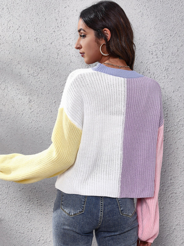 Kyra Casual Colorblock Knit Long Sleeve Cardigan
