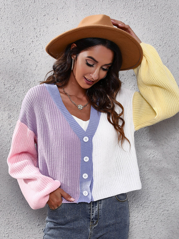 Kyra Casual Colorblock Knit Long Sleeve Cardigan