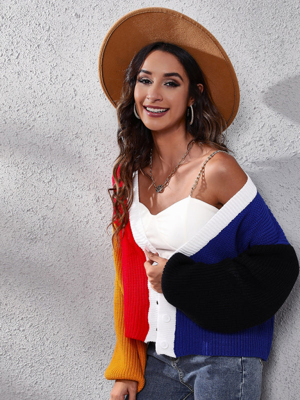 Kyra Casual Colorblock Knit Long Sleeve Cardigan