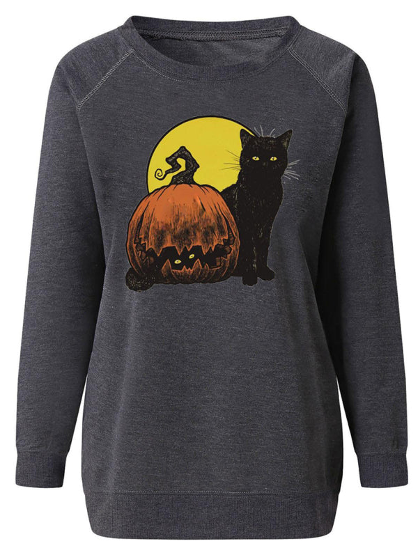 Ayanna Women Halloween Pumpkin Print Raglan Hoodie