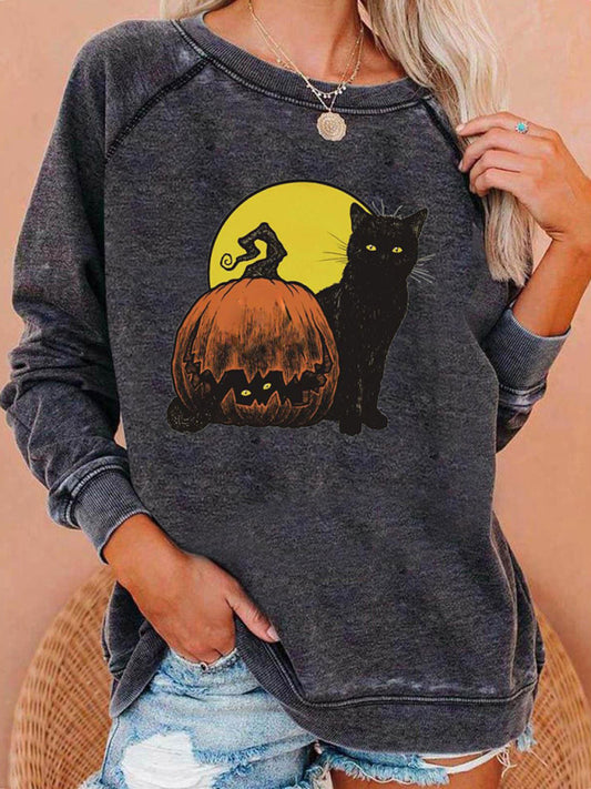 Ayanna Women Halloween Pumpkin Print Raglan Hoodie