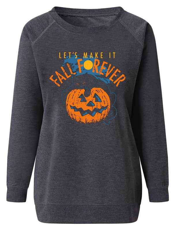 Ayanna Women Halloween Pumpkin Print Raglan Hoodie