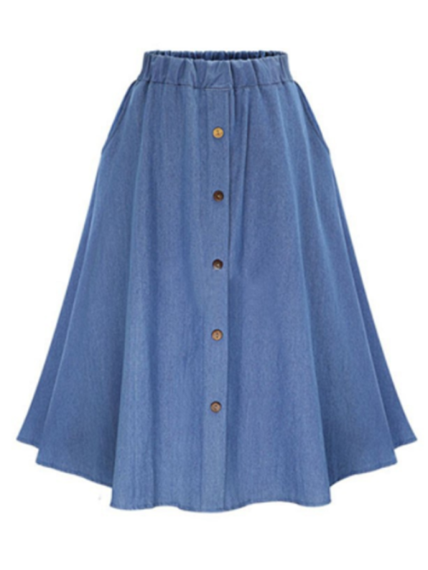 Amiyah Women's Solid Denim Button-Front Skirt