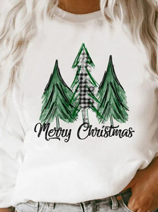 Ginger Women's Casual Long Sleeve Loose Christmas Graphic Print Sweatshirt