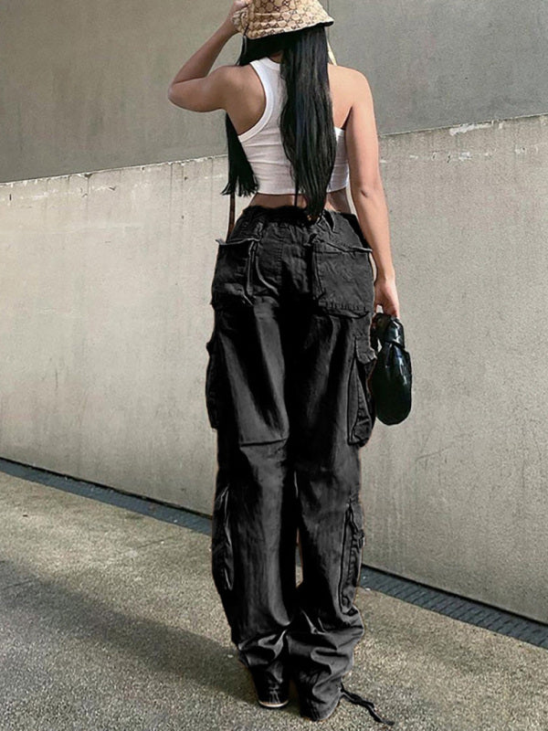 Molly Women's Straight High Waist Loose Wide Leg Retro Daddy Cargo Pants