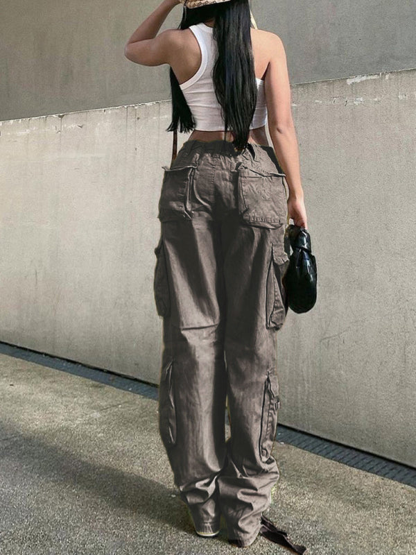 Molly Women's Straight High Waist Loose Wide Leg Retro Daddy Cargo Pants