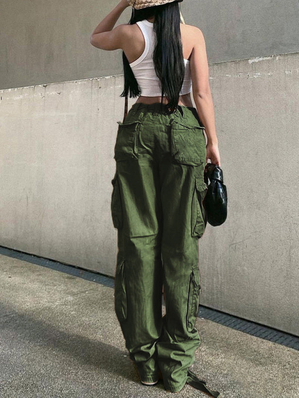 Molly Women's Straight High Waist Loose Wide Leg Retro Daddy Cargo Pants