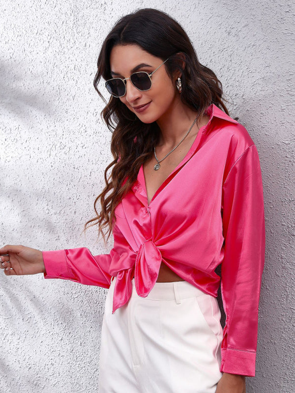 Jubilee Seding Shirt Women's Satin Silk Like Long Sleeved Shirt