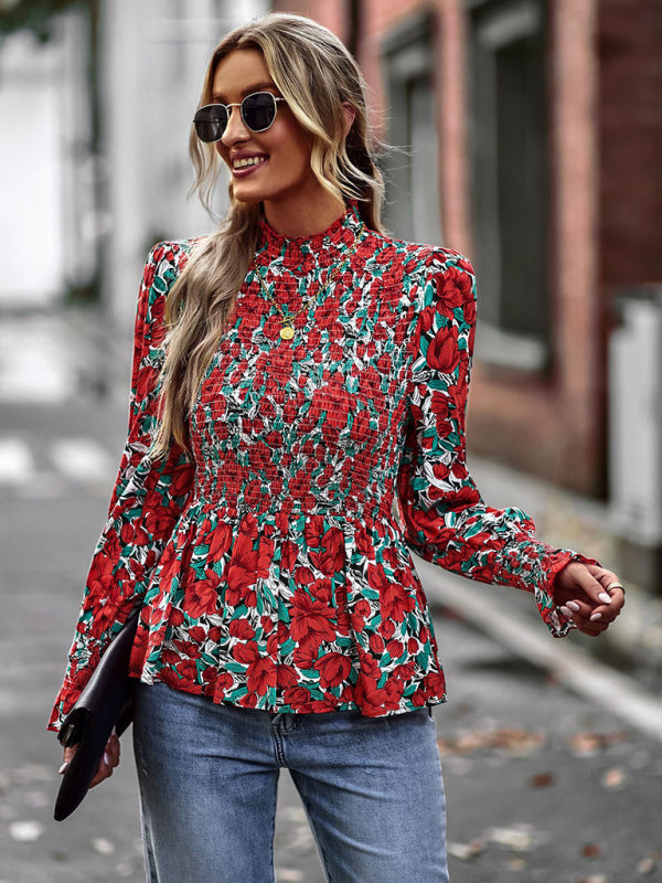 Gentry Elegant Women's Waist Round Neck Top Spring And Autumn Four Seasons