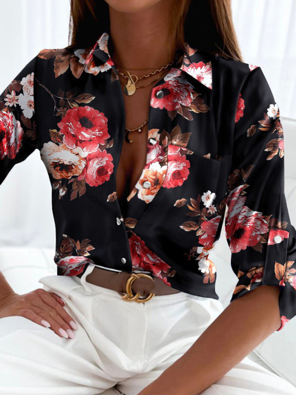 Izora Women's Printed Top Commuting Long Sleeve Shirt Printed Shirt