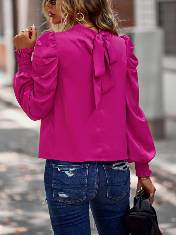 Galina Puff Sleeve Temperament Commuter Top 2022 Solid Color Casual Shirt Women