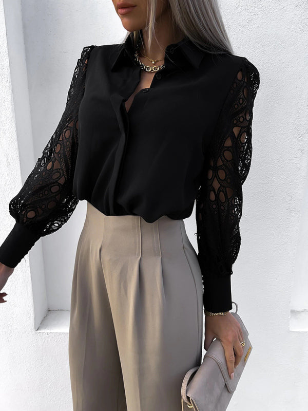 Faustina Spring And Summer New Hot Selling Women's Color Lace Stitching Shirt For Women
