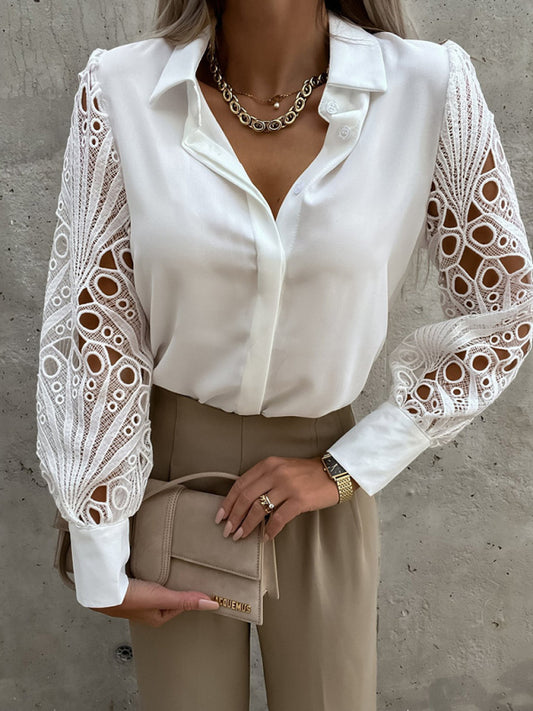 Faustina Spring And Summer New Hot Selling Women's Color Lace Stitching Shirt For Women