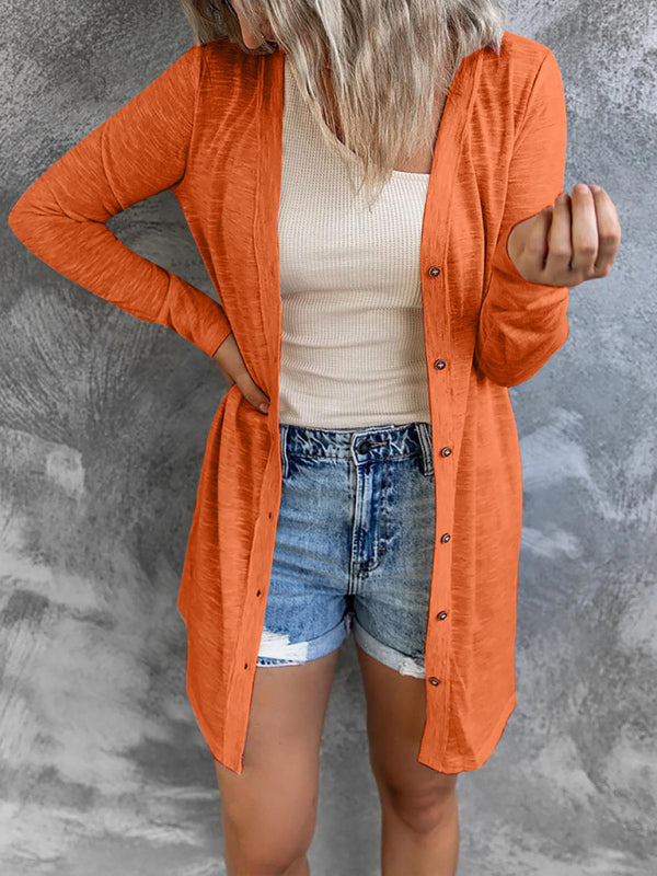 Tatiana Women's Long Button Solid Color Casual Long-Sleeved Knitted Cardigan For Women