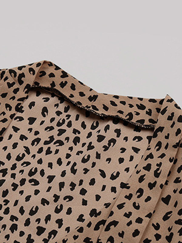 Federica Women's Commuter Leopard Print Tie Shirt