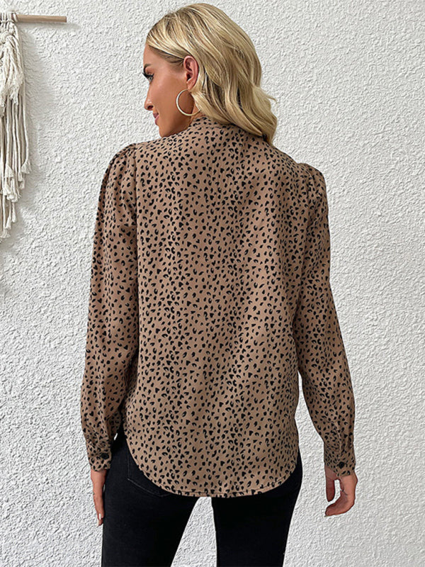 Federica Women's Commuter Leopard Print Tie Shirt