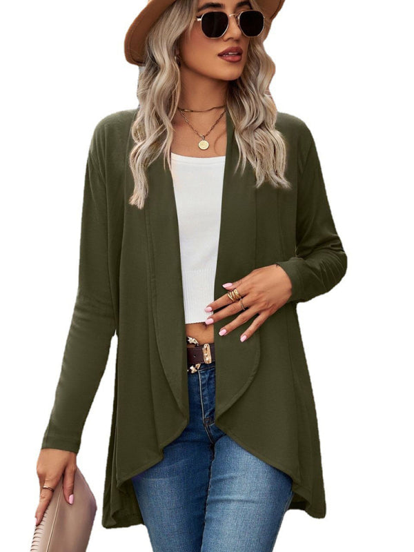 Lesley New Long Sleeve Solid Color Loose Cardigan Top Knitted Jacket