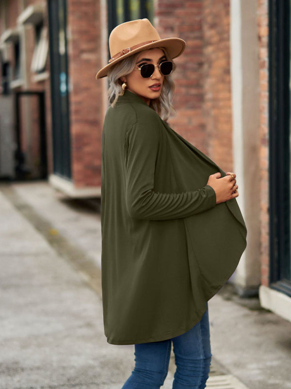 Lesley New Long Sleeve Solid Color Loose Cardigan Top Knitted Jacket