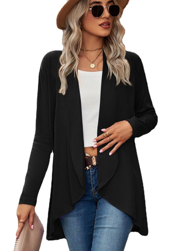 Lesley New Long Sleeve Solid Color Loose Cardigan Top Knitted Jacket