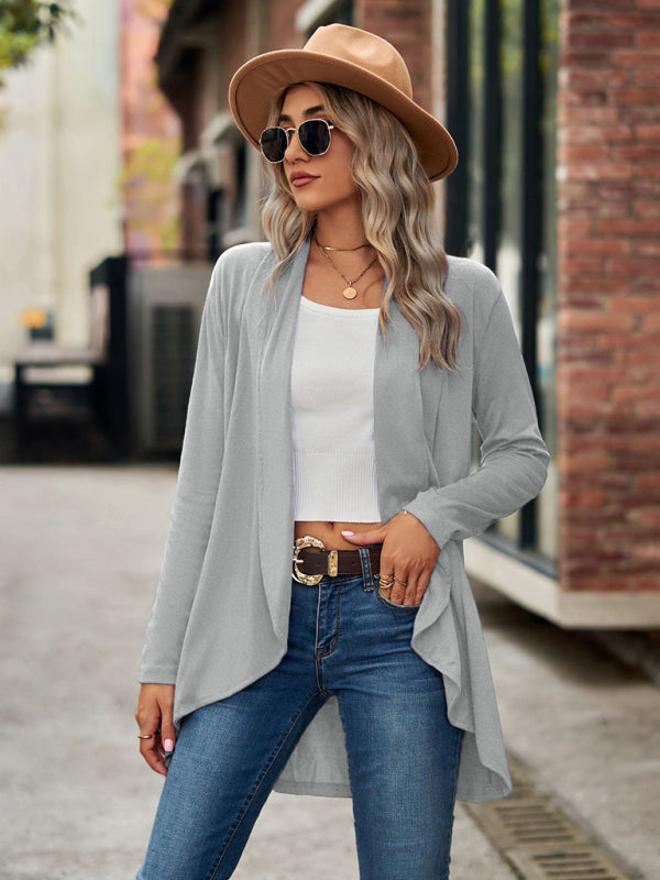 Lesley New Long Sleeve Solid Color Loose Cardigan Top Knitted Jacket