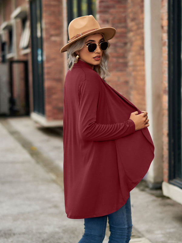 Lesley New Long Sleeve Solid Color Loose Cardigan Top Knitted Jacket