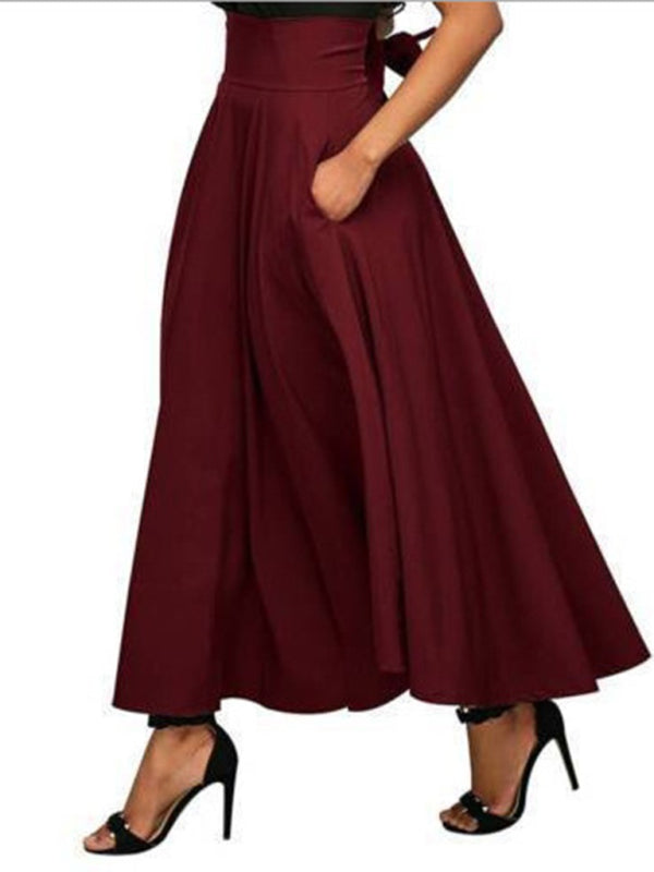 New Style Women's Skirt Solid Color Strap and Ankle Waist Skirt