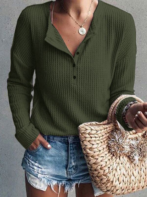 Giana Women's Tops Round Neck Open Tube Long Sleeve Solid Color T-Shirt