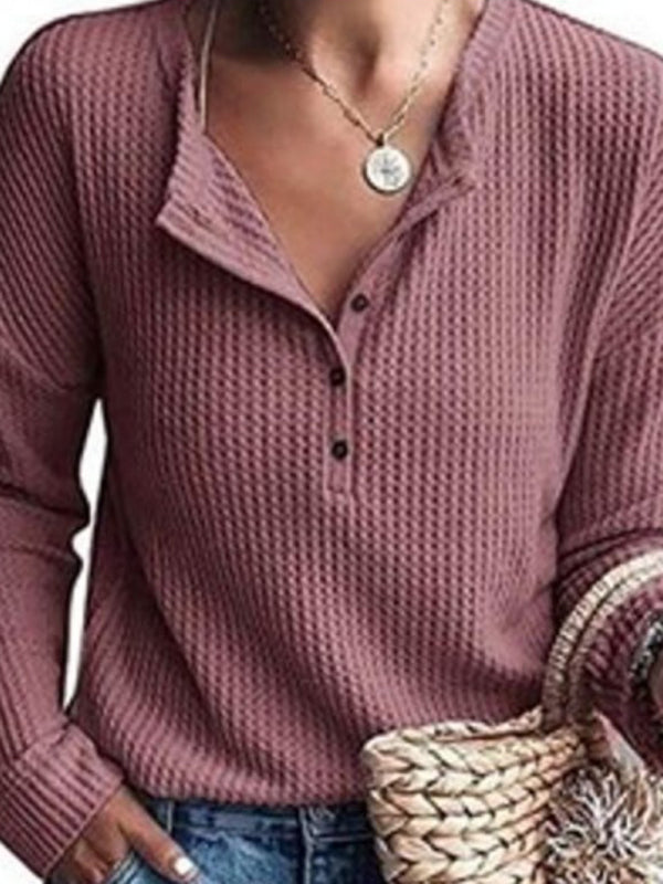 Giana Women's Tops Round Neck Open Tube Long Sleeve Solid Color T-Shirt