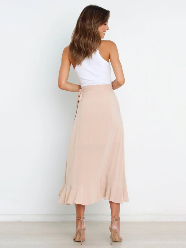 Amirah Women’s Ruffled Asymmetrical Wrap Skirt