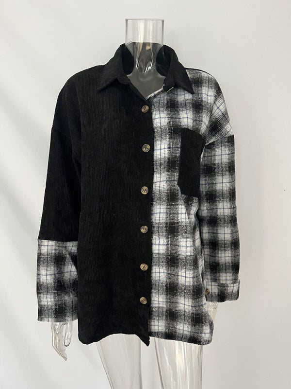 Leonie Plaid Shirt Cross-Border European And American Foreign Trade Women's Long-Sleeved Loose Pocket Shirt