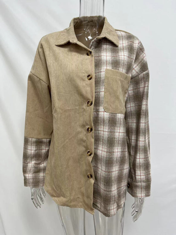 Leonie Plaid Shirt Cross-Border European And American Foreign Trade Women's Long-Sleeved Loose Pocket Shirt