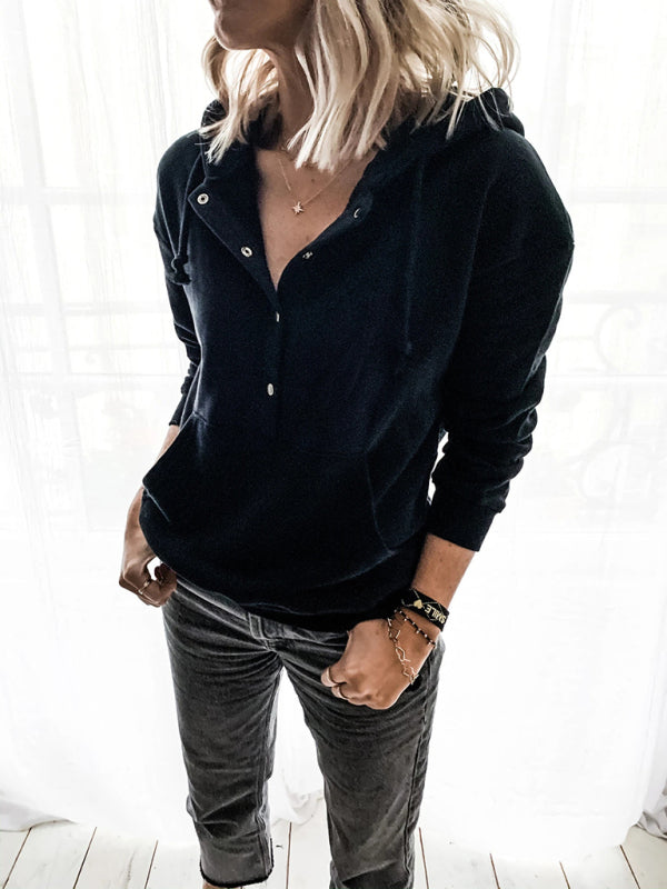 Kamari Hooded Pullover Drawstring Button Pocket Oversized Sweatshirt