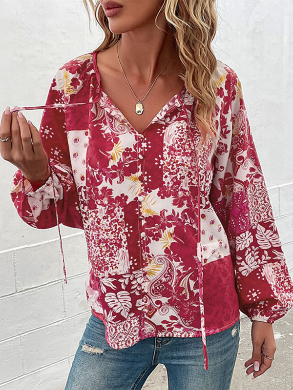 Keziah Women's Woven Paisley Balloon Sleeve Shirt