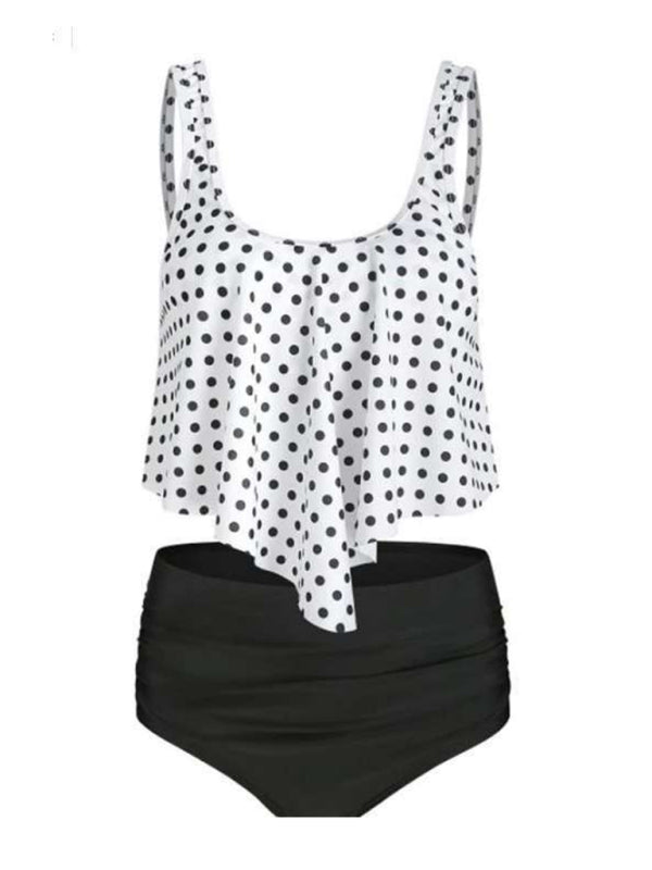 Emmanuelle Sexy Print High Waist Bikini Ruffle Swimsuit