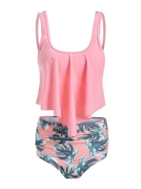 Emmanuelle Sexy Print High Waist Bikini Ruffle Swimsuit