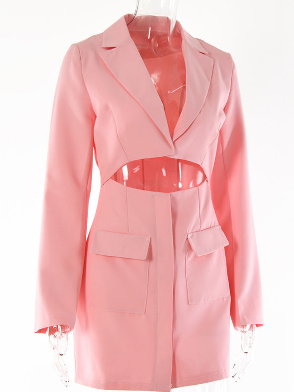 Aaliyah New Women Fashion Sexy Two Piece Lapel Long Sleeve Blazer Dress