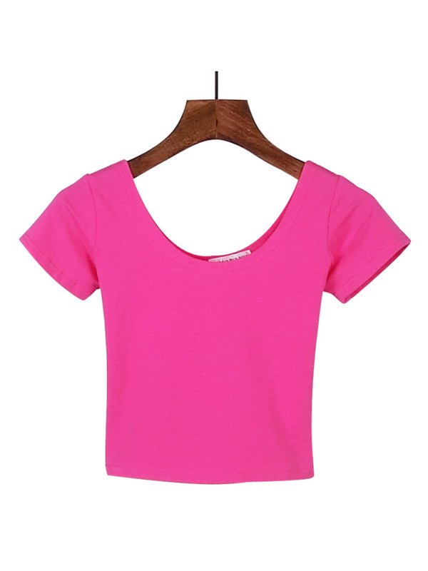 Diane Cotton Tight-Fitting Navel-Cut Short-Sleeved Women's T-Shirt Slim High-Waist Cropped Top