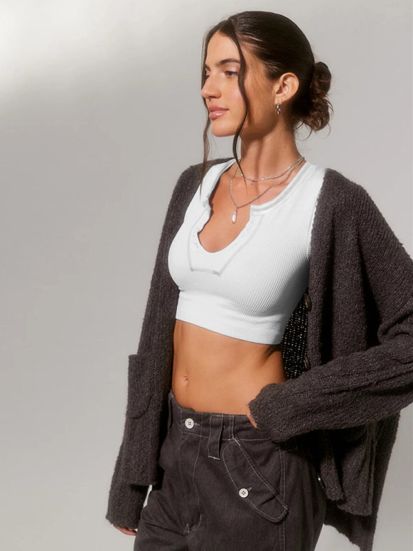 Astrid Women's Knitted Half Cardigan Small Flying Sleeve Short Vest