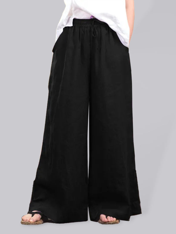 Zuri Women's Solid Color Linen Loose Wide-Leg Pants