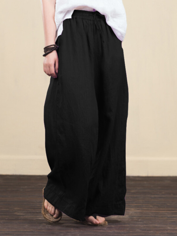 Zuri Women's Solid Color Linen Loose Wide-Leg Pants