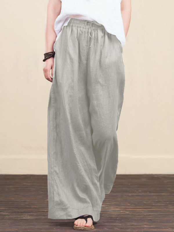 Zuri Women's Solid Color Linen Loose Wide-Leg Pants