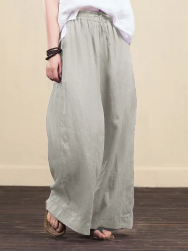 Zuri Women's Solid Color Linen Loose Wide-Leg Pants