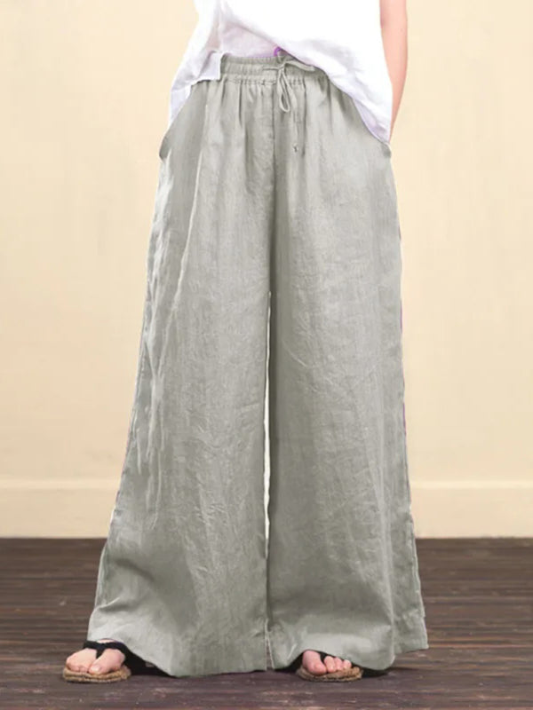Zuri Women's Solid Color Linen Loose Wide-Leg Pants