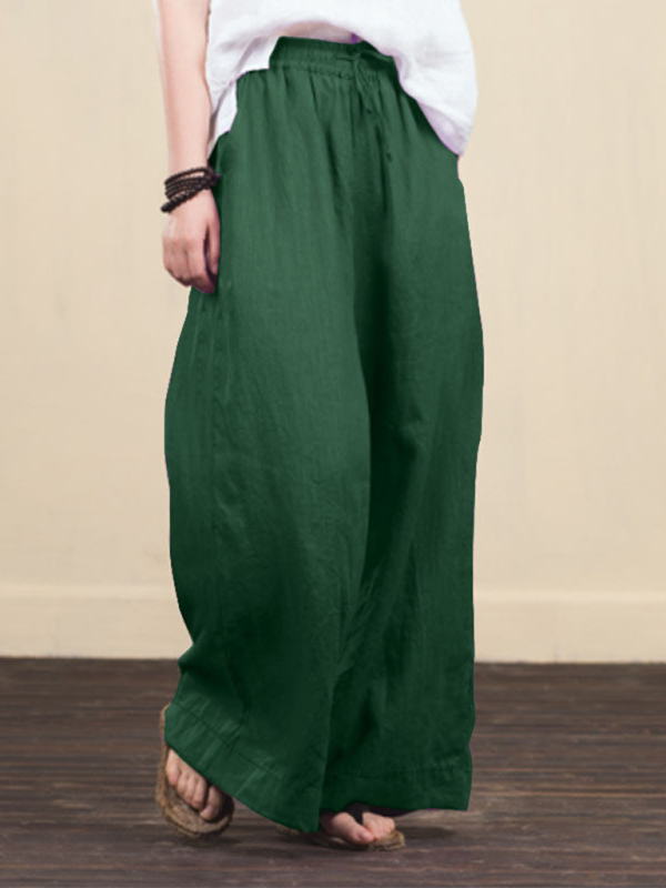 Zuri Women's Solid Color Linen Loose Wide-Leg Pants