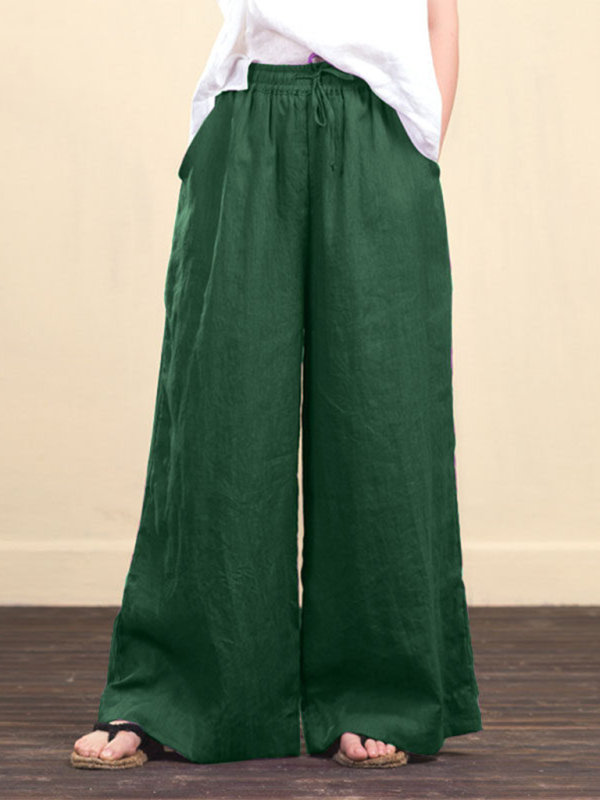 Zuri Women's Solid Color Linen Loose Wide-Leg Pants
